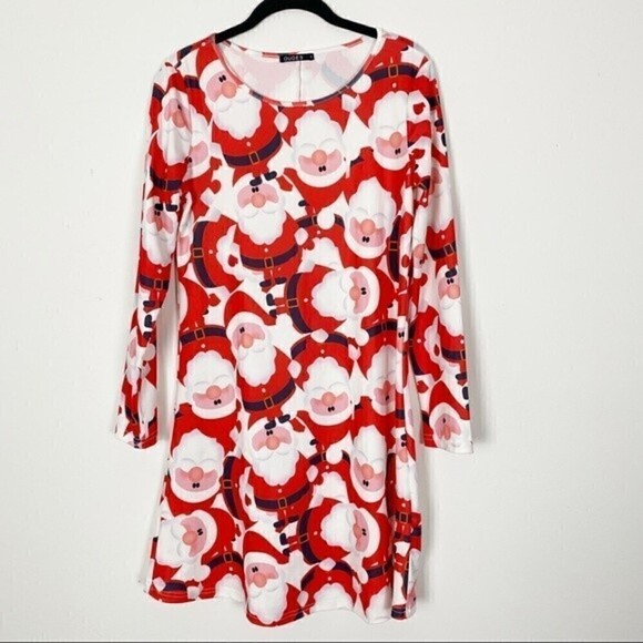 CHRISTMAS SANTA CLAUS Long Sleeve Dress Holiday Party Cocktail Sexy OUGES - Picture 2 of 7